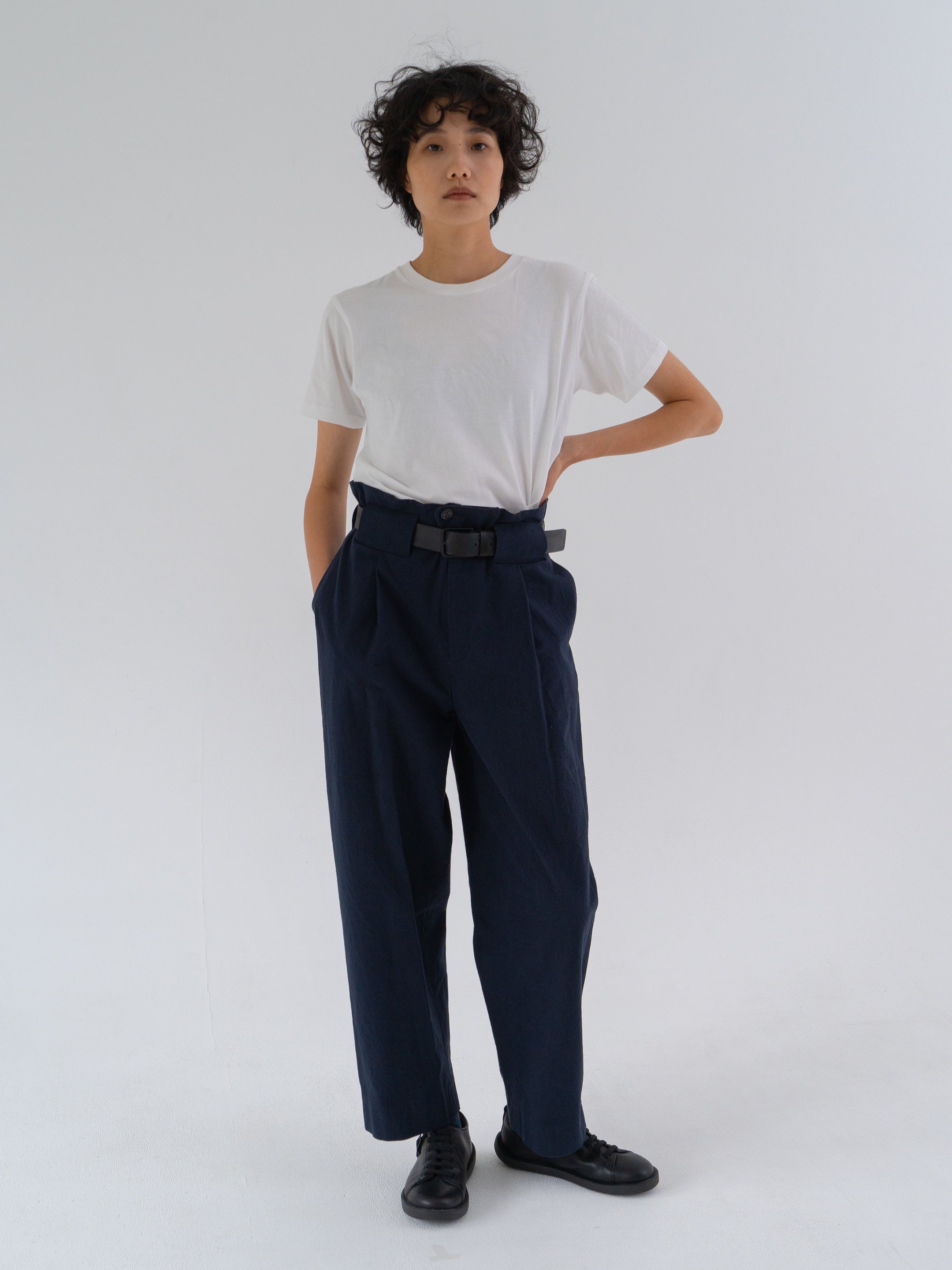 TYPE PANTS cotton trousers navy