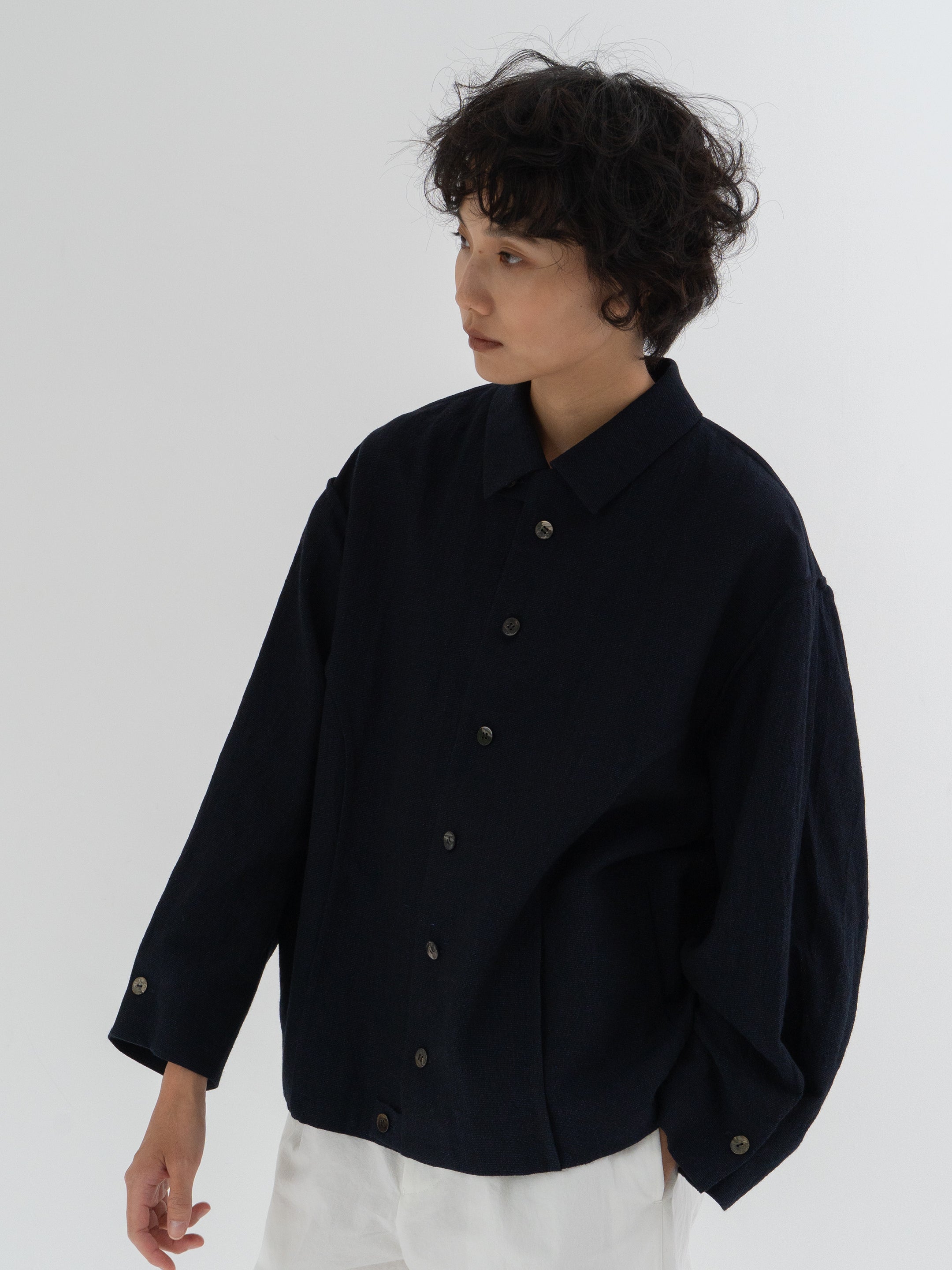 asura wool linen blouson